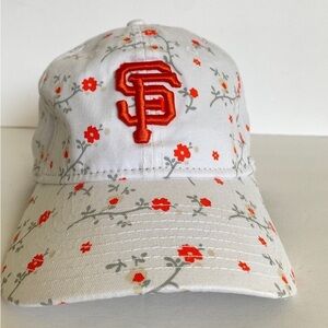 New Era White Floral Hat with Red Accents